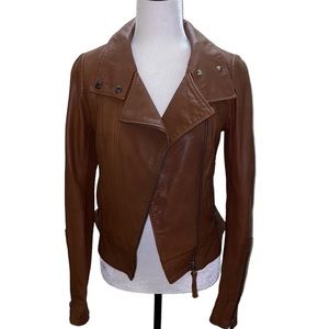 Mackage Kenya brown Aritzia motorcycle zipper biker genuine leather jacket